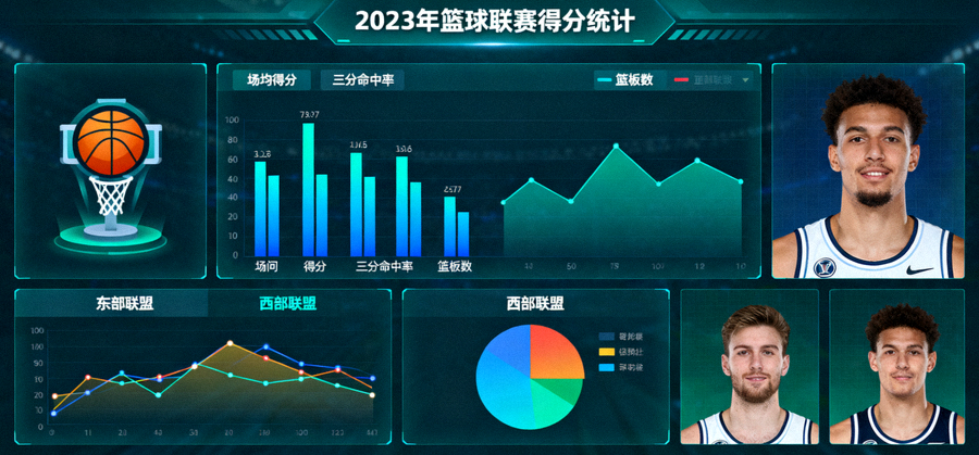 体育比赛数据分析界面与统计图表展示画面