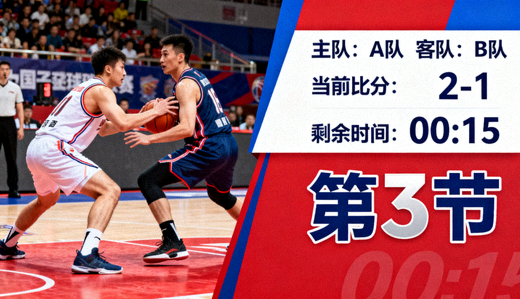 体育赛事直播画面与实时比分数据展示场景